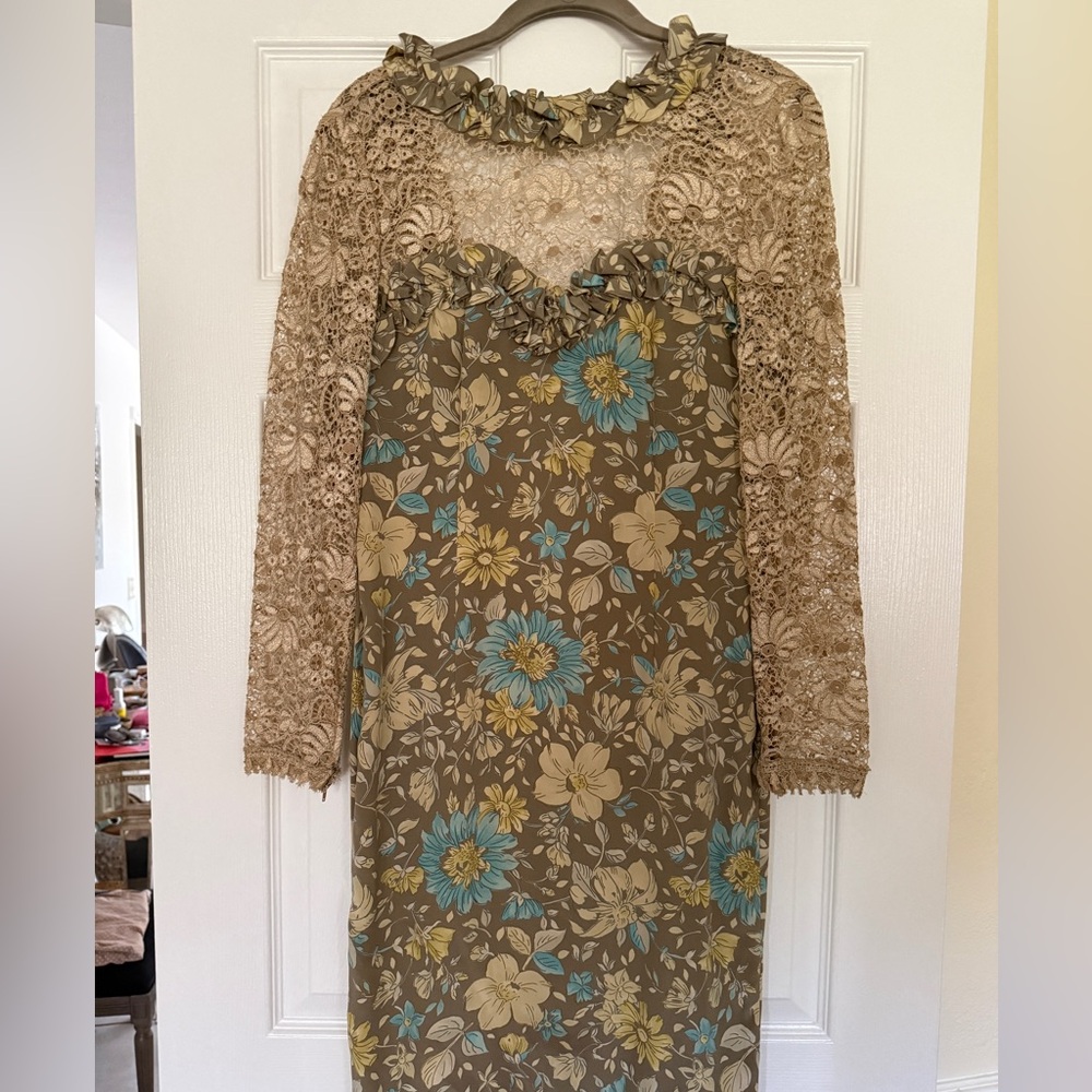 Valentino Beige and Blue Floral Fabric